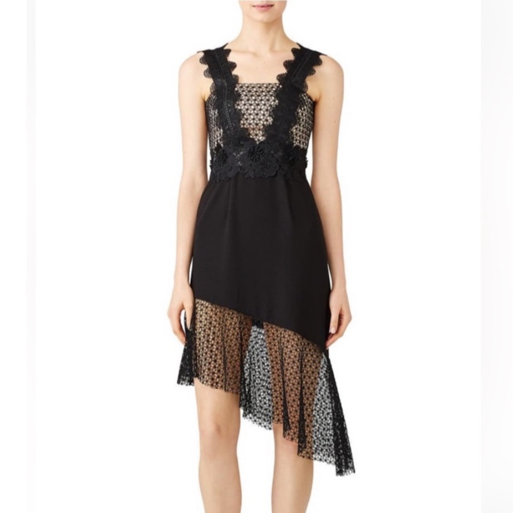 Unitedwood Black Asymmetrical Lace Cocktail Dress Size 2